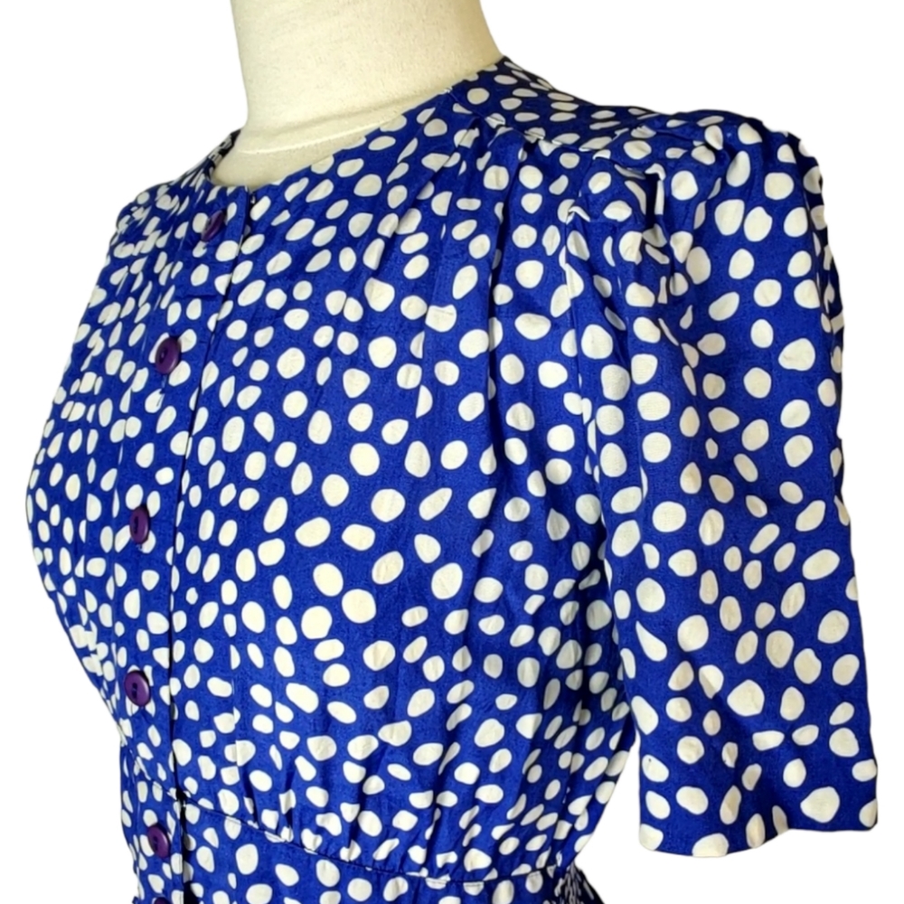 KARIN STEVENS Polkadot Vintage Dress Womens size 8 Petite - Picture 5 of 7